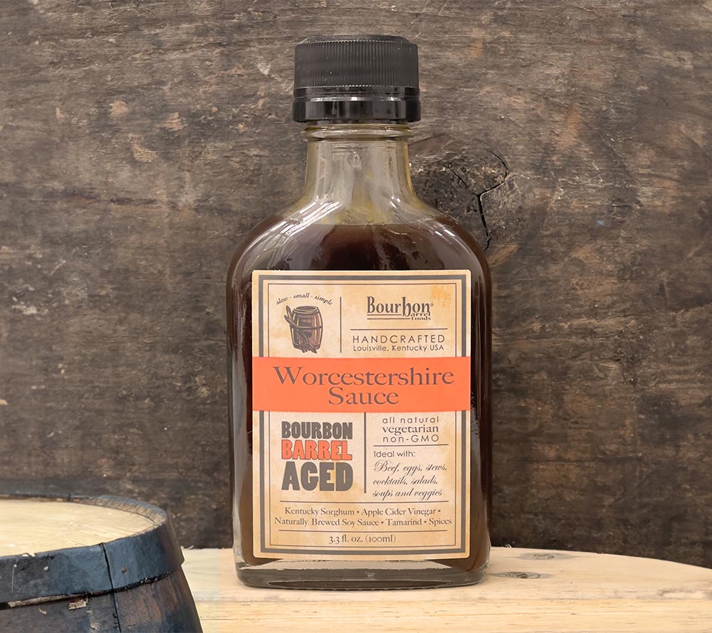 Worcestershire Sauce von Bourbon Barrel Foods kaufen | einzigartiger Geschmack, Reifung in Bourbon-Fässern | perfekt zum BBQ, Dressings, Dips