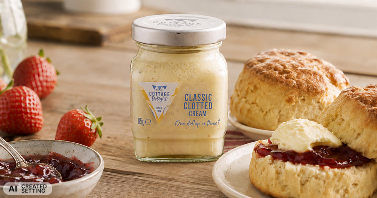 Was ist Clotted Cream und wozu passt sie? Entdecken Sie den englischen Klassiker von Cottage Delight – mit einfachen Rezepten und Tea-Time-Tipps.