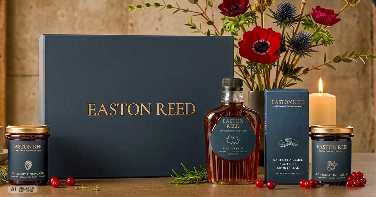 Easton Reed Geschenkbox mit Ahornsirup und Gläsern