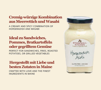 Horseradish Aioli von Stonewall Kitchen kaufen | intensiver Geschmack nach Meerrettich | Ideal zu Sandwiches oder gegrilltem Gemüse 