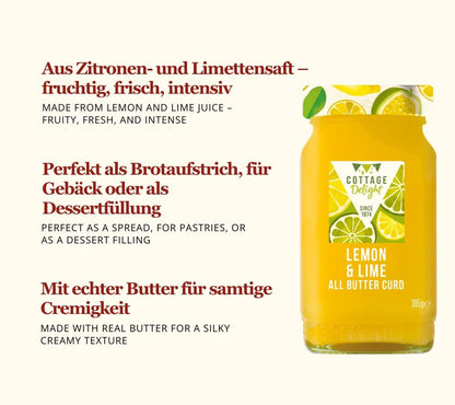 Fruchtiger Genuss aus Zitrone und Limette | cremig, frisch, handgemacht | reife Zitronen mit Limetten | mit echter Butter | Jetzt bestellen und genießen!
