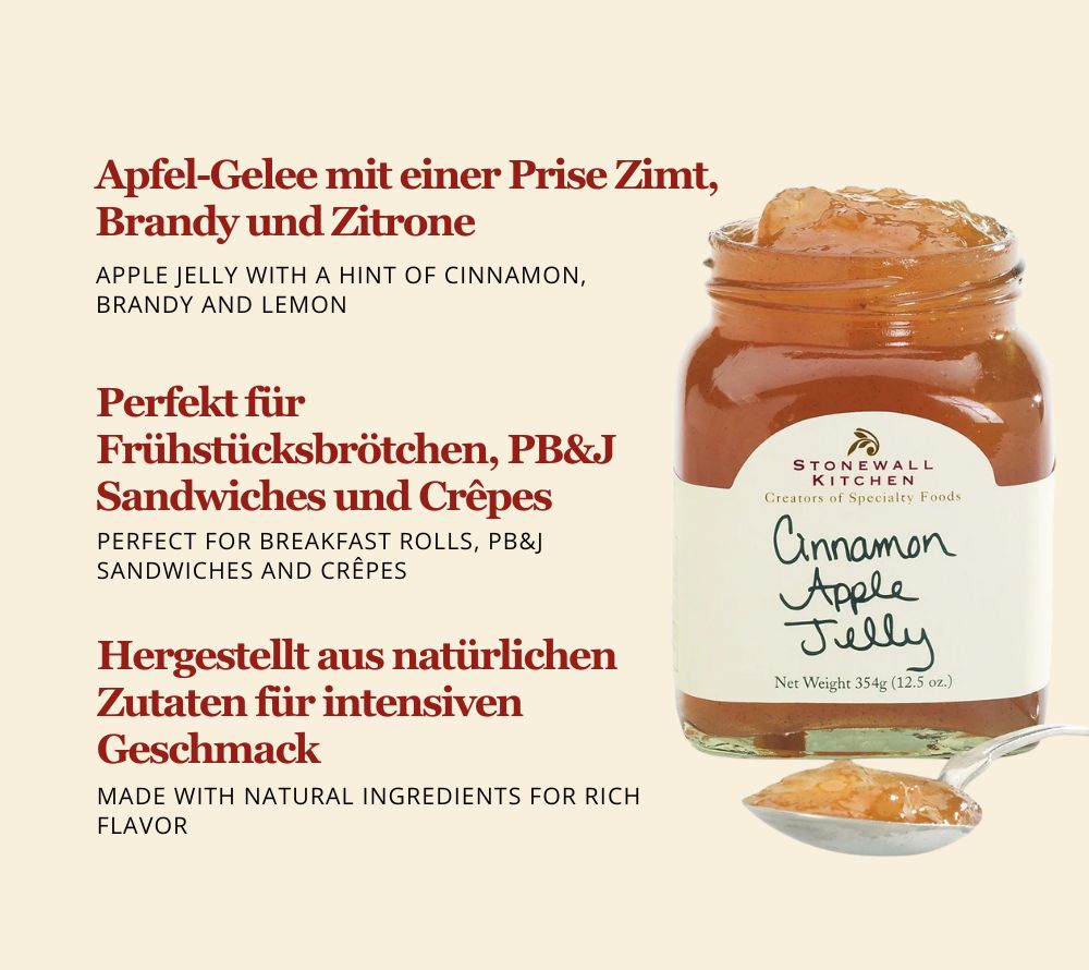 Cinnamon Apple Jelly von Stonewall Kitchen kaufen | sauer-fruchtige Äpfel mit einer Prise Zimt | Perfekt für Peanut Butter & Jelly Sandwiches 