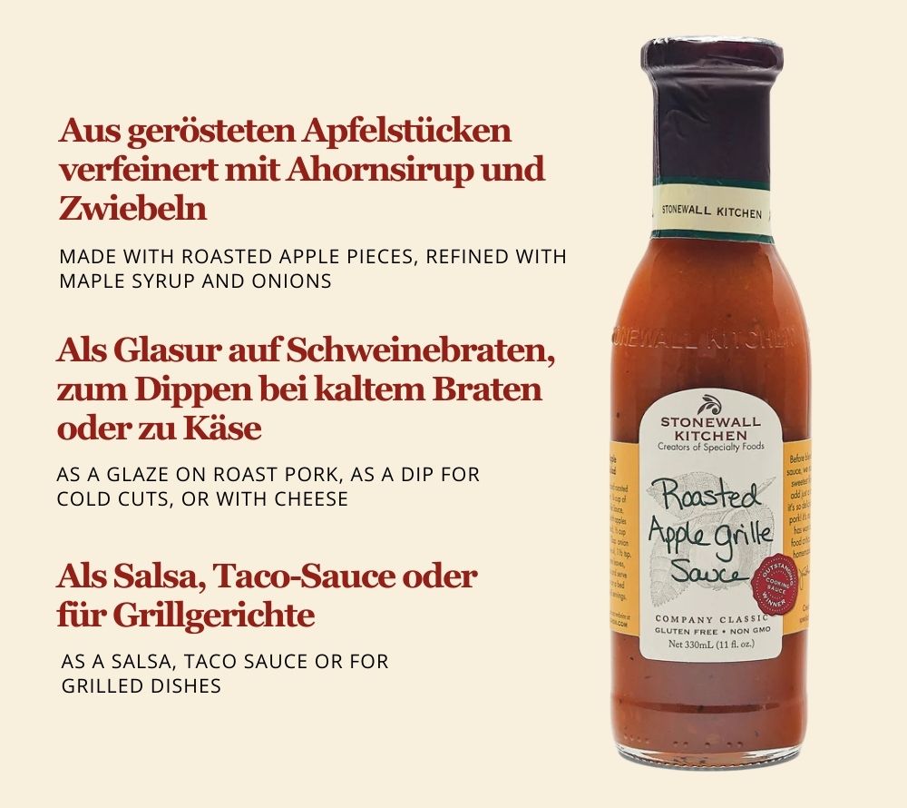 Roasted Apple Grille Sauce von Stonewall Kitchen kaufen | geröstete Apfelstücke, milde Zwiebeln | Erstklassig für Fondue, Hühnchen und Käse