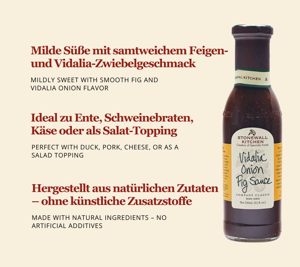 Vidalia Onion Fig Sauce von Stonewall Kitchen kaufen | fruchtig mit Feigen, milden Zwiebeln | Bestens geeignet zu Wild, Salat, Käse