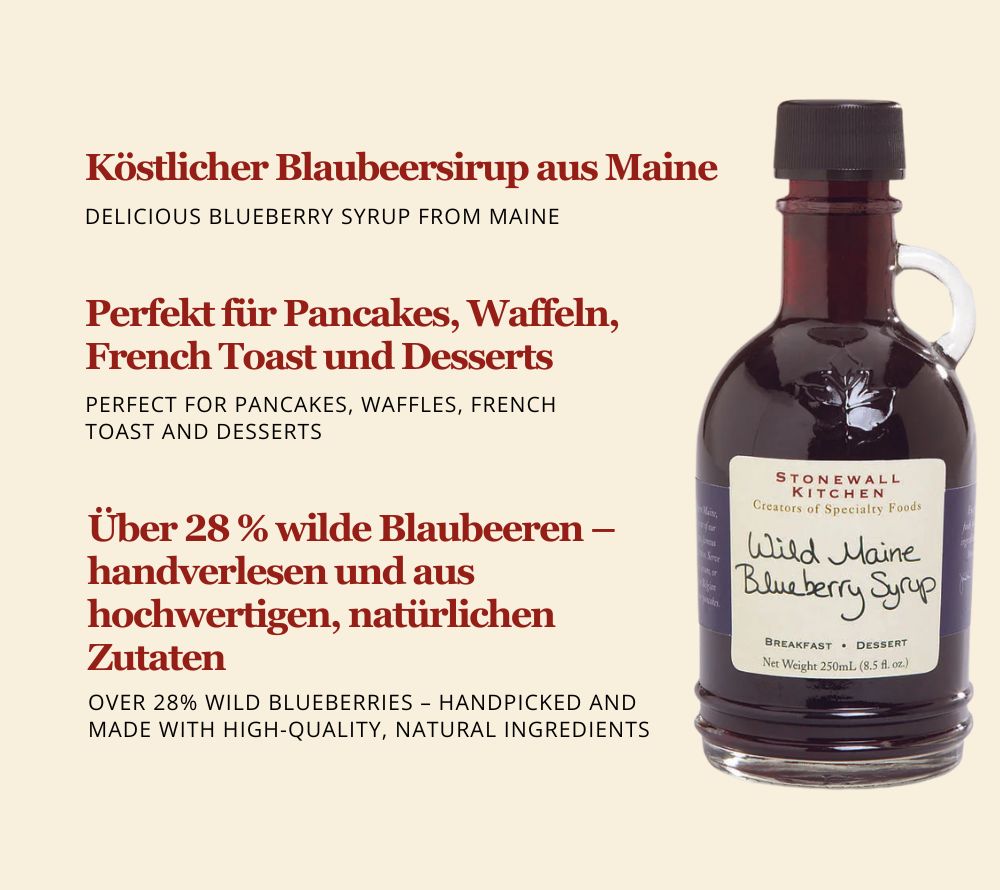 Wild Maine Blueberry Syrup von Stonewall Kitchen kaufen | fruchtig-süß nach Heidelbeeren | Perfekt für Pancakes, French Toast und Waffeln