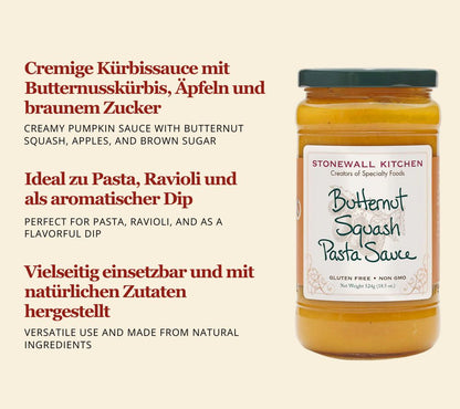 Butternut Squash Pasta Sauce von Stonewall Kitchen kaufen | herzhaft, cremige Sauce mit Kürbis, süßen Äpfeln | Ideal zu Pasta, Ravioli, als Dip 