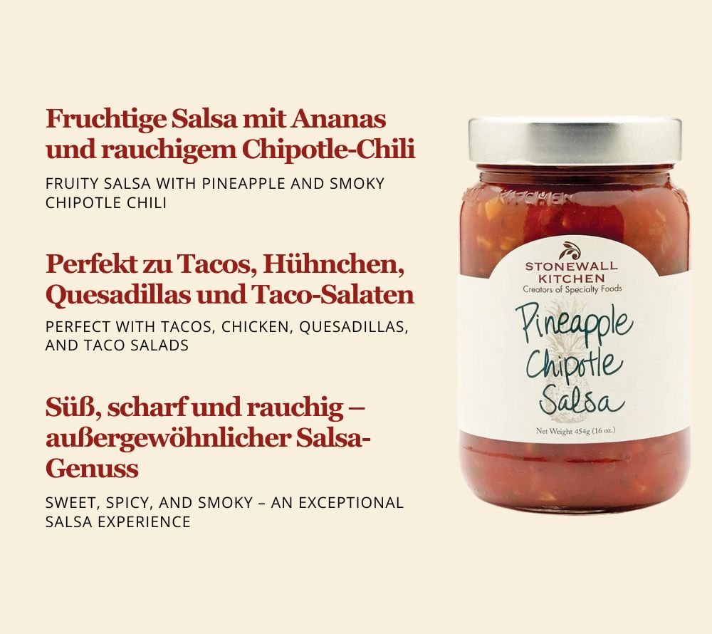 Pineapple Chipotle Salsa von Stonewall Kitchen kaufen | fruchtig-rauchiger Geschmack nach Ananas | Ideal für Hühnchen, Tacos und Quesadillas 