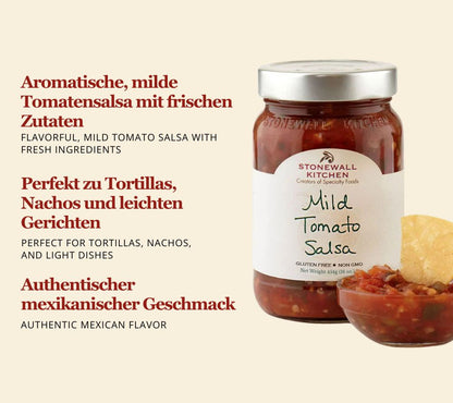 Mild Tomato Salsa von Stonewall Kitchen kaufen | fruchtig, leicht scharf mit Zwiebel, Paprika, Jalapeno | Perfekt zu Nachos und Tacos 