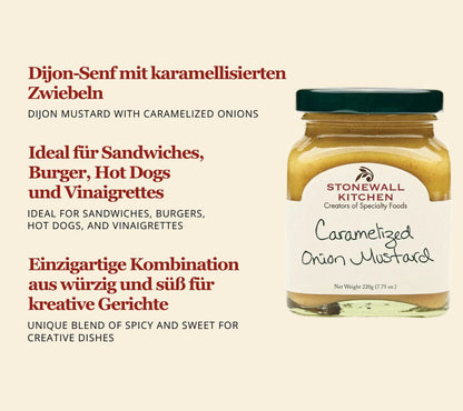 Caramelized Onion Mustard von Stonewall Kitchen kaufen | würziger Dijon Senf mit karamellisierten Zwiebeln | Ideal zu Sandwiches, Burger, Hotdogs 
