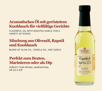 Roasted Garlic Oil von Stonewall Kitchen kaufen | kräftiger Knoblauchgeschmack | Verfeinert viele Gerichte, Salate und knuspriges Weißbrot 