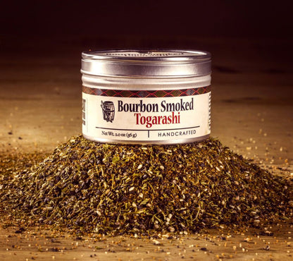 Bourbon Smoked Togarashi online kaufen bei Ryan’s Specialties – japanische Gewürzmischung mit Bourbonrauch, Yuzu & Chili für BBQ, Fleisch & Gemüse.