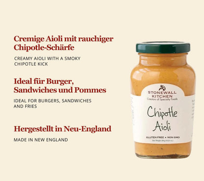 Chipotle Aioli von Stonewall Kitchen kaufen | Bestseller | Pikant-rauchiges Aioli mit Chipotle | Perfekt für Burger oder Sandwiches 