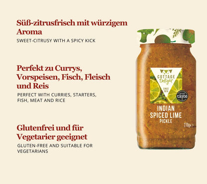 Aromatisches Indian Spiced Lime Pickle mit frischen Limetten und Gewürzen. Süß-säuerlich, würzig und vielseitig einsetzbar zu Currys, Fisch, Fleisch und Reis.