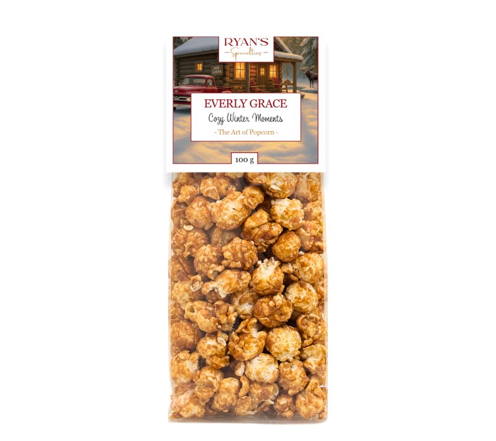 Everly Grace Cozy Winter Moments Popcorn online kaufen bei Ryan’s Specialties – Karamell & gebrannte Mandeln für süße, winterliche Genussmomente.