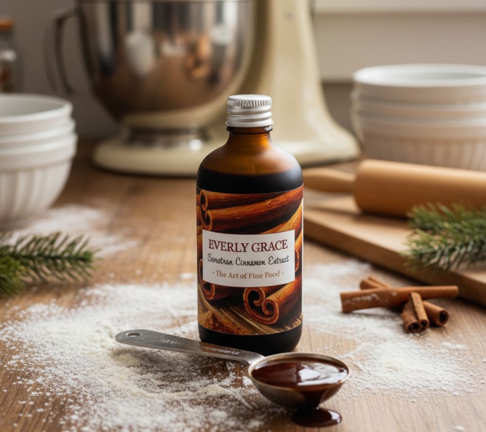 Bio-Zimtextrakt aus Sumatra von Everly Grace. Intensiv, warm-würzig und vielseitig einsetzbar für Backen, Kochen und Getränke in Bio-Qualität.