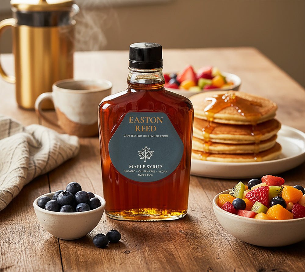 Premium Maple Syrup aus Québec: Amber Rich, natürlich süß, aromatisch und nachhaltig gewonnen. Perfekt für Frühstück, Backen, Drinks und herzhafte Gerichte.