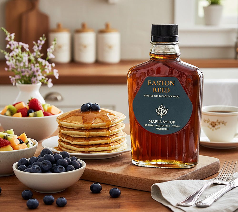 Premium Maple Syrup aus Québec: Amber Rich, natürlich süß, aromatisch und nachhaltig gewonnen. Perfekt für Frühstück, Backen, Drinks und herzhafte Gerichte.
