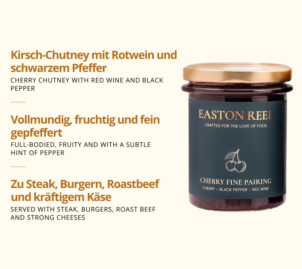 Kirsch-Chutney mit Rotwein und schwarzem Pfeffer - zu Steak, Burgern, Käse und mehr