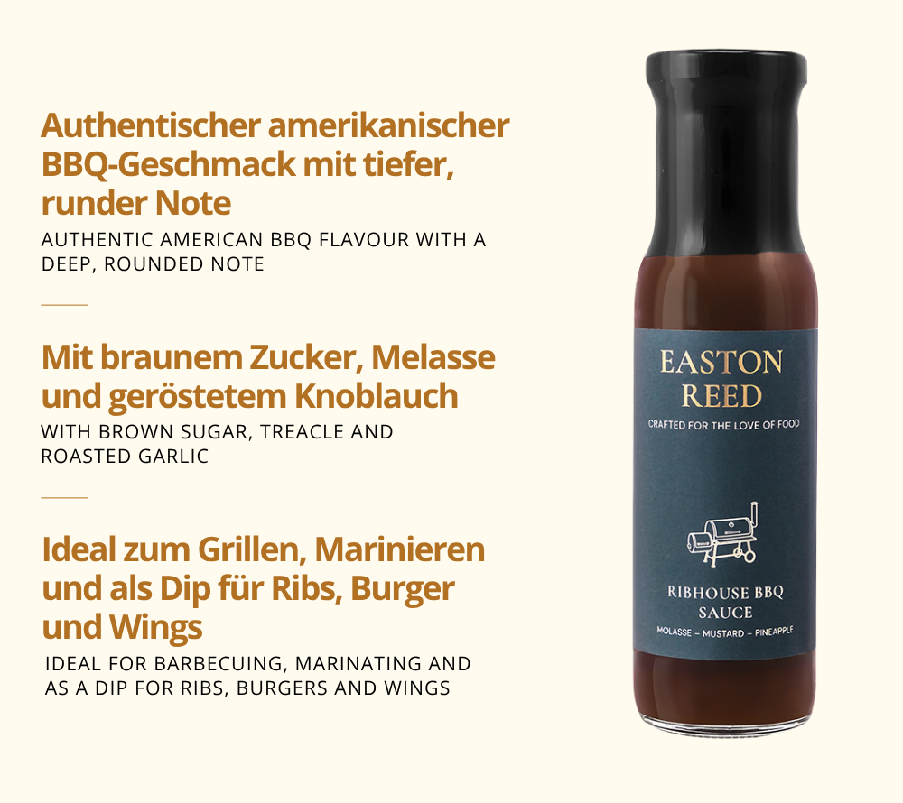 Authentischer amerikanischer BBQ-Geschmack mit tiefer, runder Note - zum Grillen, Marinieren und als Dip