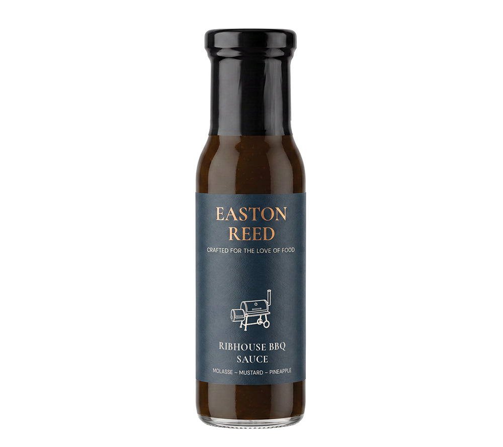 Easton Reed Ribhouse BBQ-Sauce Flasche – dunkle vollmundige BBQ Sauce Freisteller