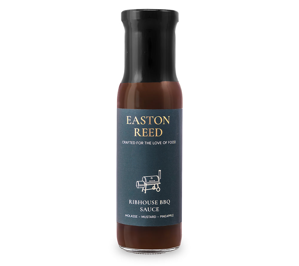 Easton Reed Ribhouse BBQ-Sauce Flasche – dunkle vollmundige BBQ Sauce Freisteller