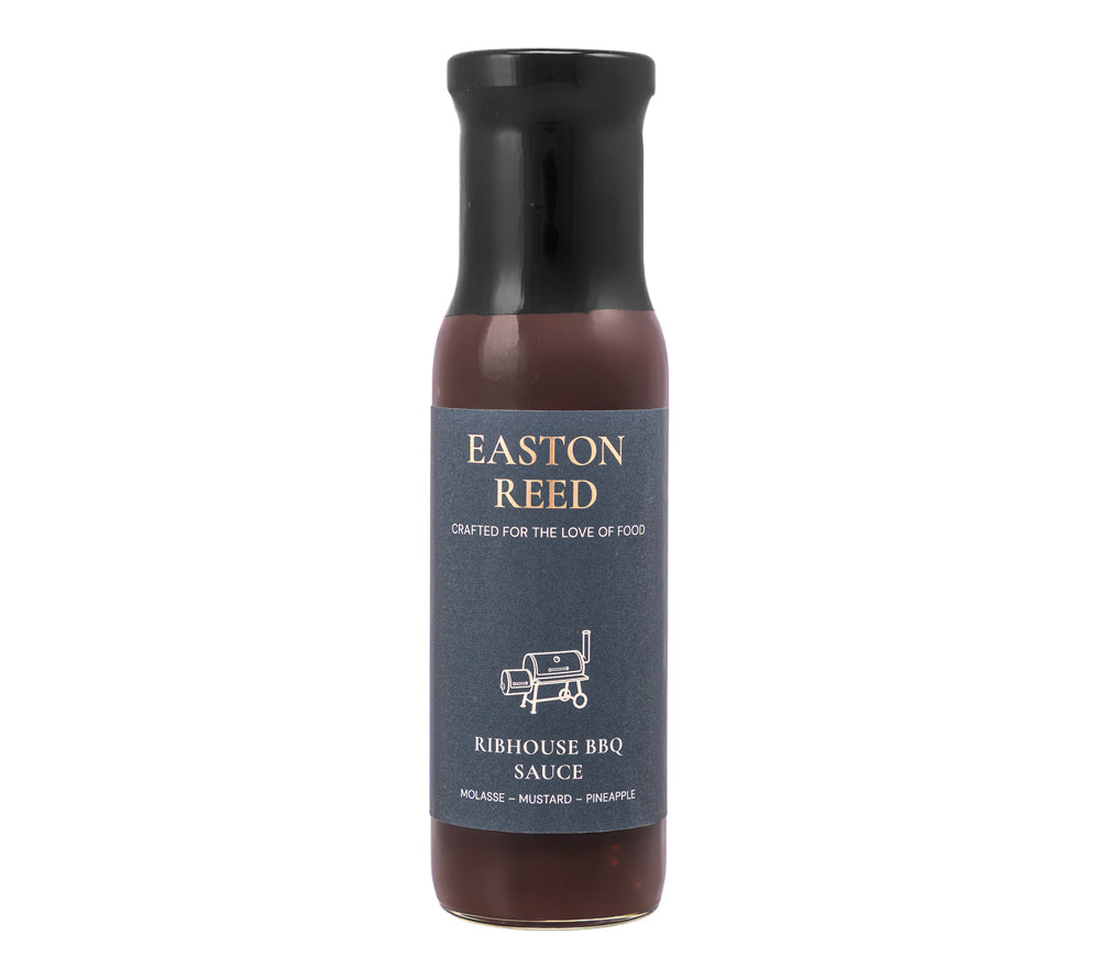 Easton Reed Ribhouse BBQ-Sauce Flasche – dunkle vollmundige BBQ Sauce Freisteller