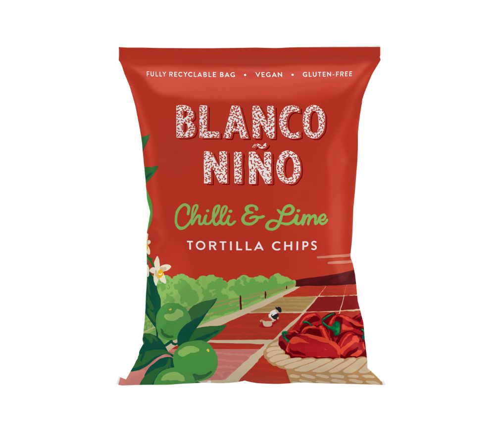 Chilli & Lime Tortilla Chips von Bianco Niño kaufen | glutenfrei & vegan | handgefertigt in Irland | ohne künstliche Aromen, Farb- und Konservierungsstoffe | EU-weiter Versand