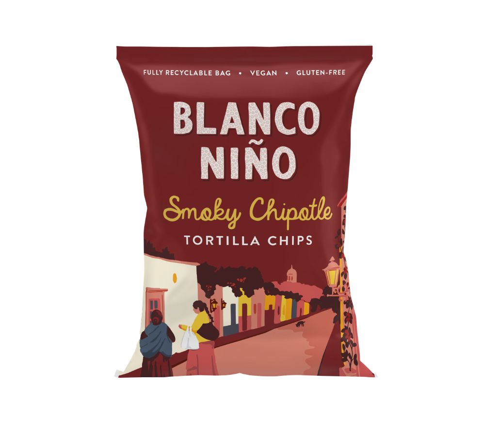 Smoky Chipotle Tortilla Chips von Bianco Niño kaufen | ideale Knusprigkeit | frei von künstlichen Aromen, Farb- und Konservierungsstoffen | glutenfrei & vegan | EU-weiter Versand
