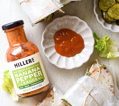 Banana Pepper Hot Sauce Mild – milde, fruchtige Schärfe aus Bananenpaprika, perfekt zum Verfeinern von Sandwiches, Burgern, Dips und leichten Saucen