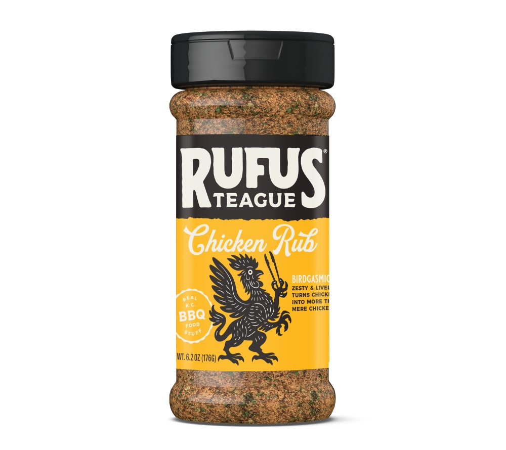 Chicken Rub Gewürz von Rufus Teague auf weißem Hintergrund