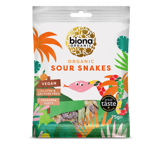 Sour Snakes in Bio-Qualität ✚ natürliche süße ✚ ohne künstliche Aromen ✚ Große Auswahl ✚ Made in UK 