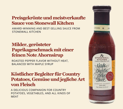 Maple Chipotle Grille Sauce von Stonewall Kitchen kaufen | Bestseller | Mild-würzige Sauce mit Ahornsirup und Peperoni | Perfekt zu Gegrilltem