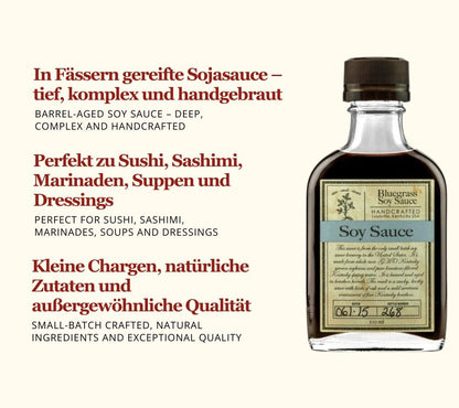 Bluegrass Soy Sauce – Fassgereifte Sojasauce von Bourbon Barrel Foods | Mit einzigartigem Geschmacksprofil | Perfekt zu Sushi & Sashimi  | Jetzt probieren!