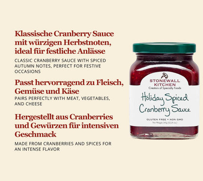 Holiday Spiced Cranberry Sauce von Stonewall Kitchen kaufen | Klassische Festtagssauce mit Cranberries | Perfekt zu Fleisch, Gemüse und Käse 