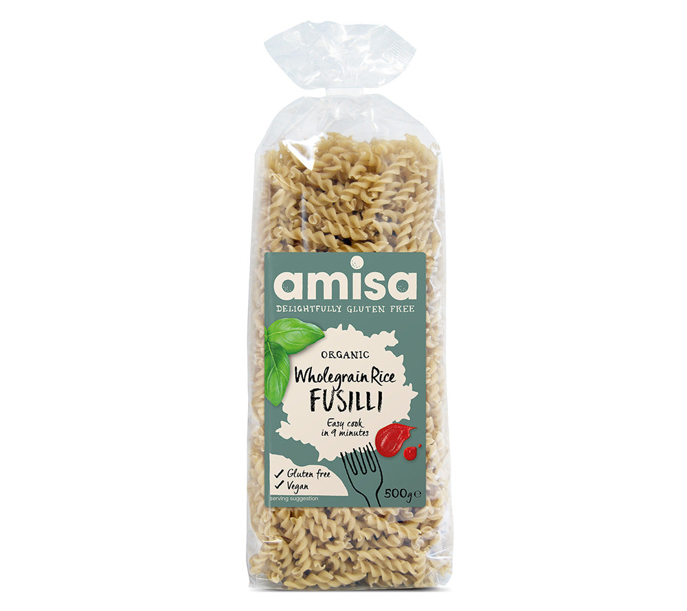Fusilli Nudeln - Pure Wholegrain Rice von Amisa ✚ Nudelgerichte ✚ kurze Kochzeit ✚ Große Auswahl ✚ Made in UK