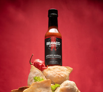 Ancho Masala Scorpion Reaper Hot Sauce von Bravado kaufen | Scharfe Hot Sauce mit 4 Sorten Chili | Ideal zu indischen Leckerbissen und Curries 