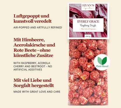 Everly Grace Raspberry Drizzle Popcorn kaufen | Knuspriges Popcorn mit fruchtiger Himbeersauce | Ideal für Naschkatzen und Filmabende