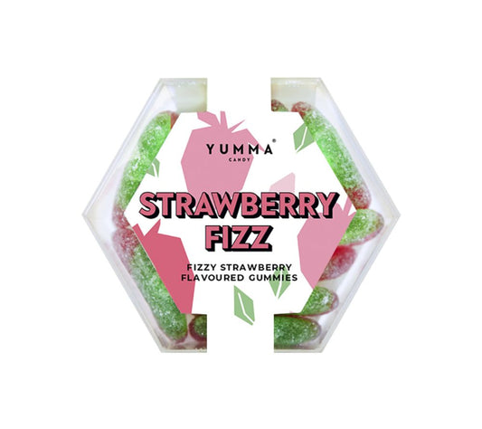 Strawberry Fizz Hexagon Box von Yumma Candy kaufen | Vegane Erdbeer-Gummibonbons | Ideal als Snack oder als wunderschönes Geschenk