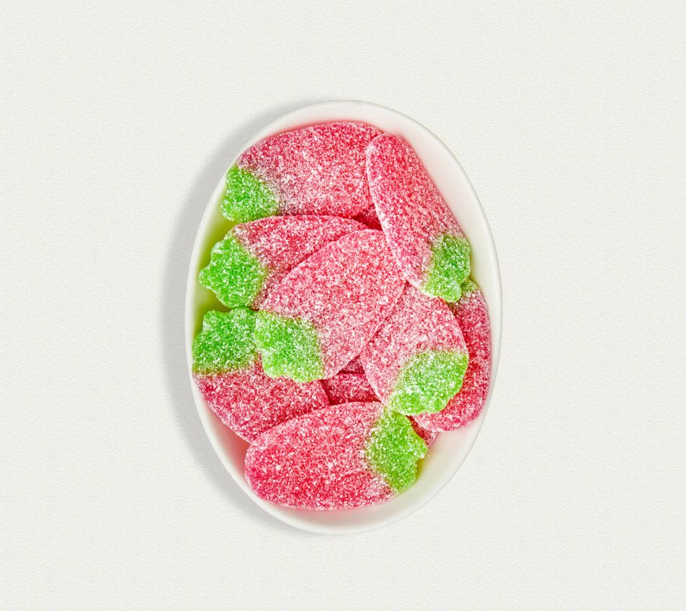 Strawberry Fizz Hexagon Box von Yumma Candy kaufen | Vegane Erdbeer-Gummibonbons | Ideal als Snack oder als wunderschönes Geschenk