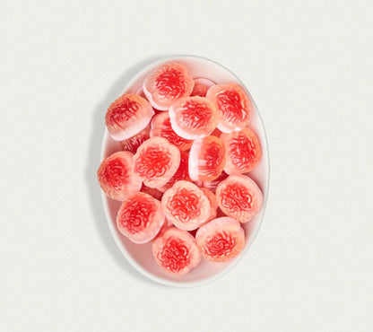 Squishes Hexagon Box von Yumma Candy kaufen | Erdbeer-Gummibonbons mit Schaumzucker und flüssigem Kern | Ideal als Snack oder Geschenk