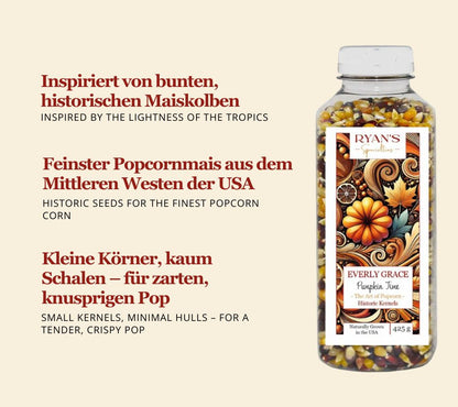 Everly Grace Pumpkin Time Popcornkörner online bei Ryan's Specialties kaufen – Gourmet-Popcornmais aus den USA, perfekt für knusprigen Herbstgenuss.
