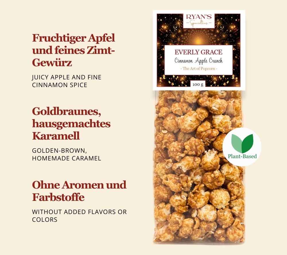 Everly Grace Popcorn Cinnamon Apple Crunch kaufen | Süßes Karamell, knackige Äpfel und feiner Zimt vereint | Ideal als Snack oder Geschenk
