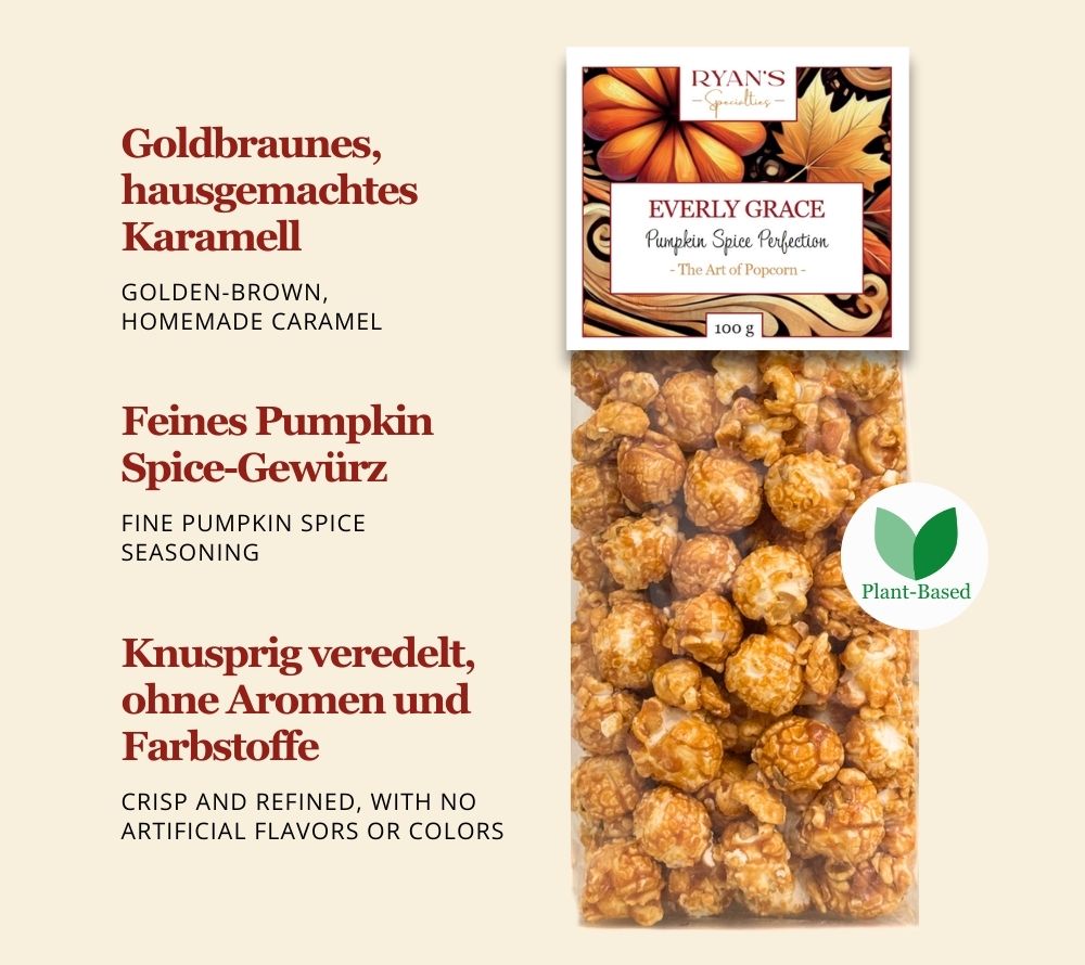 Popcorn Pumpkin Spice Perfection von Everly Grace kaufen | herbstlicher Geschmack nach Kürbis und Karamell | perfekt für den Kinoabend zu Hause