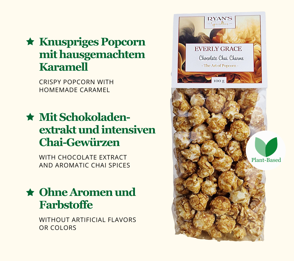 Everly Grace Chocolate Chai Charme Popcorn  Mit Schokoladenextrakt und intensiven Chai-Gewürzen