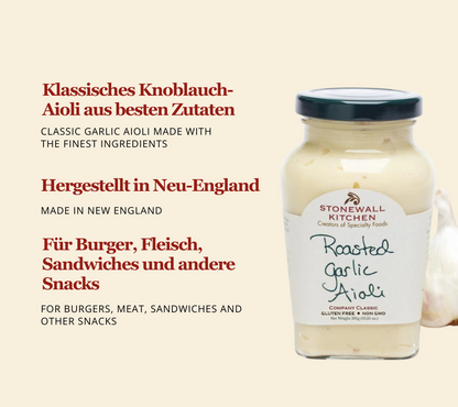 Roasted Garlic Aioli von Stonewall Kitchen kaufen | Bestseller | Intensiver Geschmack nach Knoblauch | Ideal zu Burger, Fleisch oder Sandwich