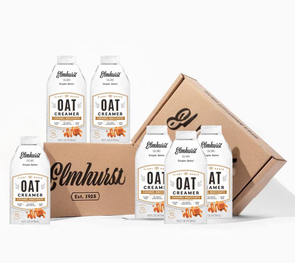 Caramel Macchiato Oat Creamer von Elmhurst | 100% pflanzlicher Kaffee Creamer | Direkt aus den USA | Karamell-Geschmack