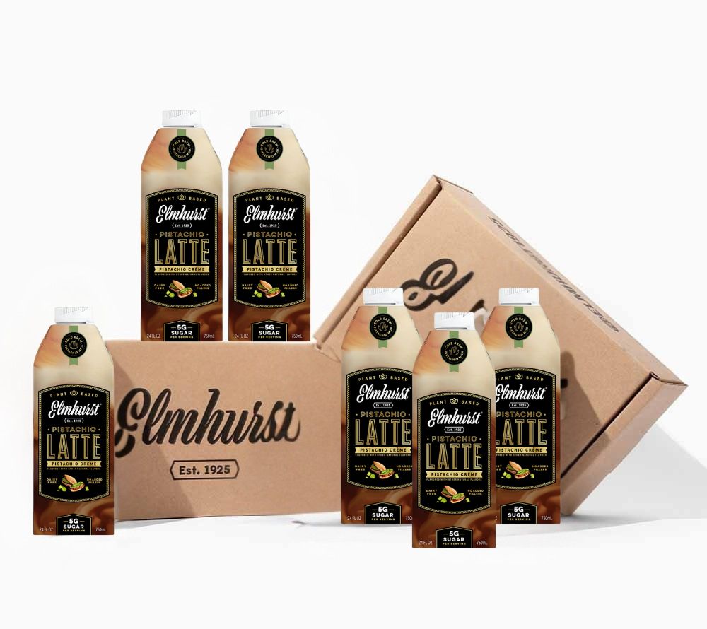 Pistachio Crème Latte von Elmhurst | Feiner Genuss mit Pistazie | heiß oder kalt genießen | koffeinhaltig | 100 % pflanzlich und vegan 