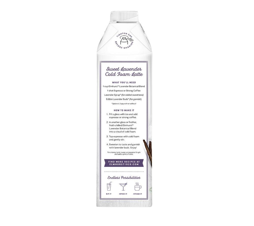 Vanilla Lavender Oat Cashew Milk von Elmhurst kaufen | sommerlicher, pflanzlicher Drink | perfekt für den Tee & Kaffee | Europaweiter Versand | Jetzt kaufen!