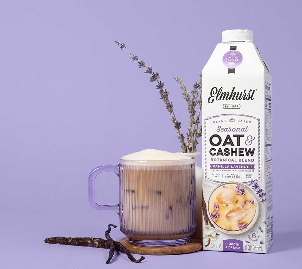 Vanilla Lavender Oat Cashew Milk von Elmhurst kaufen | sommerlicher, pflanzlicher Drink | perfekt für den Tee & Kaffee | Europaweiter Versand | Jetzt kaufen!