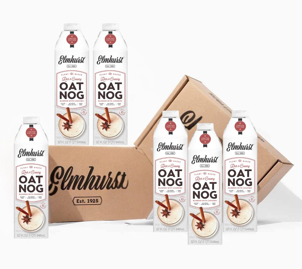 OatNog Cashew Milk von Elmhurst – Veganer Eggnog aus Amerika | Pflanzliche Neuinterpretation des klassischen EggNog | Vollmundiger Drink